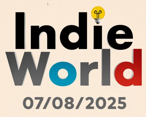 A graphic for Nintendo's Indie World Showcase on August 8, 2025. It includes the text "Indie World" and "07/08/2025."